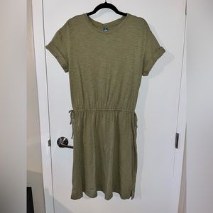 Short sleeve waist-defined mini T-shirt dress, Size: M (Tall), Color: Green